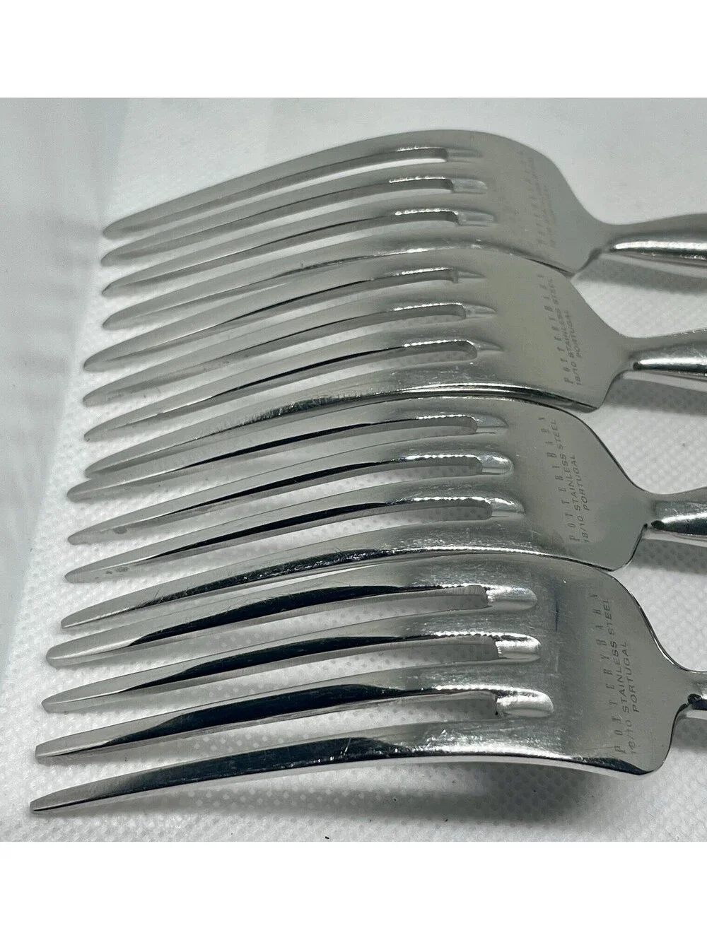 (4) Pottery Barn SAVANT 18/10 Stainless Portugal Dinner Fork Lot ~ 8.5”